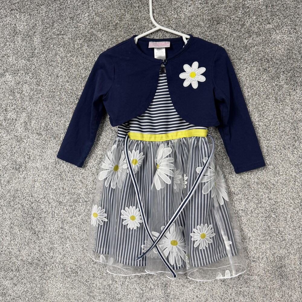Youngland Jacket Dress 3T Blue Daisy Floral Cottagecore Picnic Garden Party